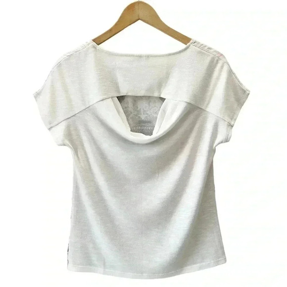 Ricki's Cut Out Back Drapey Knit Top T-Shirt Blouse Pink Grey Ivory Size XS - Picture 14 of 15